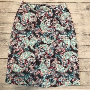 TALBOTS Paisley Pencil Skirt Blue Pink Siz…